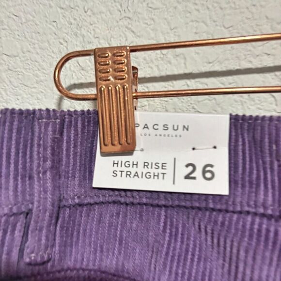 NEW PacSun Pacific Sunwear Women's 26 Purple High Rise Straight Corduroy Jeans - Picture 5 of 11